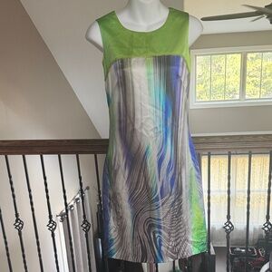 Elie Tahari Vibrant Green and Blue Mini Dress